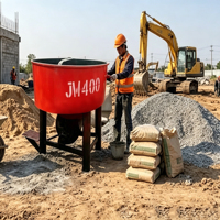 Mezcladora de Concreto de Eje Vertical Forzado de 400L, Mini Mezcladora de Concreto de 20m³/h con Bomba de Motor de 5.5kW de Alta Eficiencia para Ladrillos Prefabricados en Obra