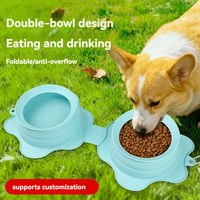 Bol pour animaux de compagnie en silicone personnalisé OEM pour le camping et la randonnée, bol de voyage pliable pour chien et chat avec boucle de montagne