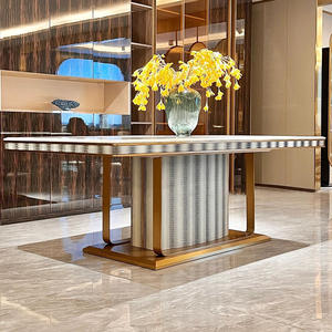 Set da Pranzo <span class=keywords><strong>di</strong></span> Lusso Stile <span class=keywords><strong>Fen</strong></span> <span class=keywords><strong>Di</strong></span> Benley in Pelle <span class=keywords><strong>di</strong></span> Coccodrillo con Metallo Dorato, Serie <span class=keywords><strong>di</strong></span> Sedie e Tavolo da Pranzo - Product Image 4