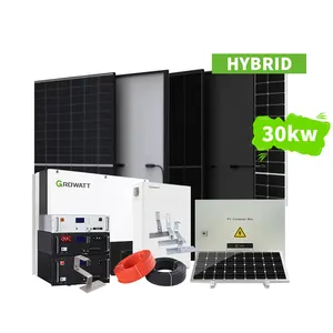 Set lengkap 10kW 20kW 30kW, kit paket tenaga surya lengkap on off grid 30kW baterai lithium penyimpanan sistem rumah tenaga surya