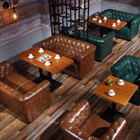 Ensemble de table et de chaises de restaurant de style western vintage, produits en bois pour restaurant, hôtel, cantine