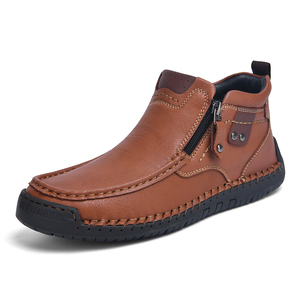 New Luxury Genuine Leather P-6000 <strong>Sneakers</strong> Flat <strong>Zip</strong> Fashion Cowhide Men Shoes Trending 47 48 Big Size Export European Factory - Product Image 2