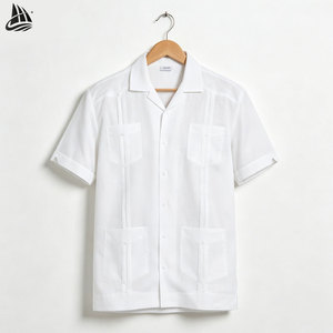 <span class=keywords><strong>Camicia</strong></span> Guayabera Personalizzata con Colletto Camp, Manica Corta, 4 Tasche, 100% <span class=keywords><strong>Lino</strong></span> per <span class=keywords><strong>Uomo</strong></span> - Product Image 3