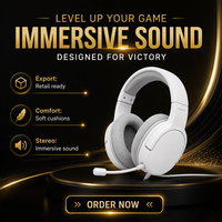 Casque de jeu sans fil supra-auriculaire avec éclairage RGB, son stéréo et microphone, faible latence pour PC, ordinateur et mobile