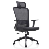 Chaise de bureau ergonomique professionnelle de qualité supérieure, dossier en maille noire large, pour mobilier de bureau
