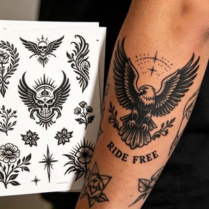Compre Tatuajes Personalizados OEM Transferibles al Agua, No Tóxicos, para Hombres y Mujeres, Tatuajes Temporales a Prueba de Agua, Vinilo Holográfico - Product Image 2