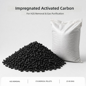 Carbón Activado Granular Impregnado para la Eliminación de H2S, Purificación de Gases |   Alta Capacidad de Sulfuro |   Yodo 800-1200 <span class=keywords><strong>Mg</strong></span>/g |   Bolsa de 25 kg - Product Image 1