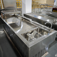 Table d'autopsie forensique à double évacuation, style européen/américain, avec évier en acier inoxydable, design inclinable, durable et écologique pour
