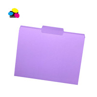Lot de 100 dossiers de classement en manille colorée violet écologique à 3 onglets, format lettre, 11 points, avec logo personnalisé – Nouveauté