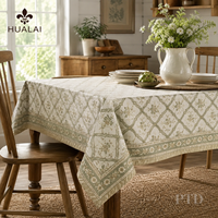 Nappe HuaLai 60x102 pouces en polyester effet coton, motif floral damassé vintage avec bordure, idéale pour mariages et dîners sur mesure