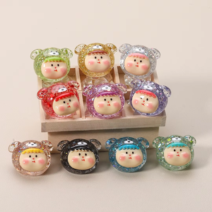 Nuevo lindo colorido estéreo-brillo cabeza de oso Lilith Diy resina encanto accesorios para bolso ciego llaveros - Product Image 5