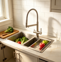 Robinet de cuisine moderne en acier inoxydable avec filtre à eau 4-en-1 et robinet mélangeur 4 voies pour eau potable