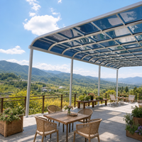 Pergola en aluminium avec toit en polycarbonate, couverture de terrasse panoramique, vue sur la montagne, ouverte, anti-UV, étanche, OEM