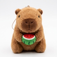 HUGMEI Peluche en forme de personnage de dessin animé assis marron, jouet en peluche, accessoires doux pour cadeau et décoration de sac