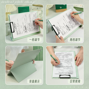 Portapapeles plegable vertical A4, tablero de escritura de plástico para estudiantes, notas de reuniones y exámenes, con una sola pinza, 310x233mm - Product Image 1