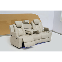 Sofá Reclinable Cuadrado de Cuero Reversible con Luces LED y Función de Reposacabezas, Mueble para Apartamento con Relleno de Esponja - ¡Gran Oferta!