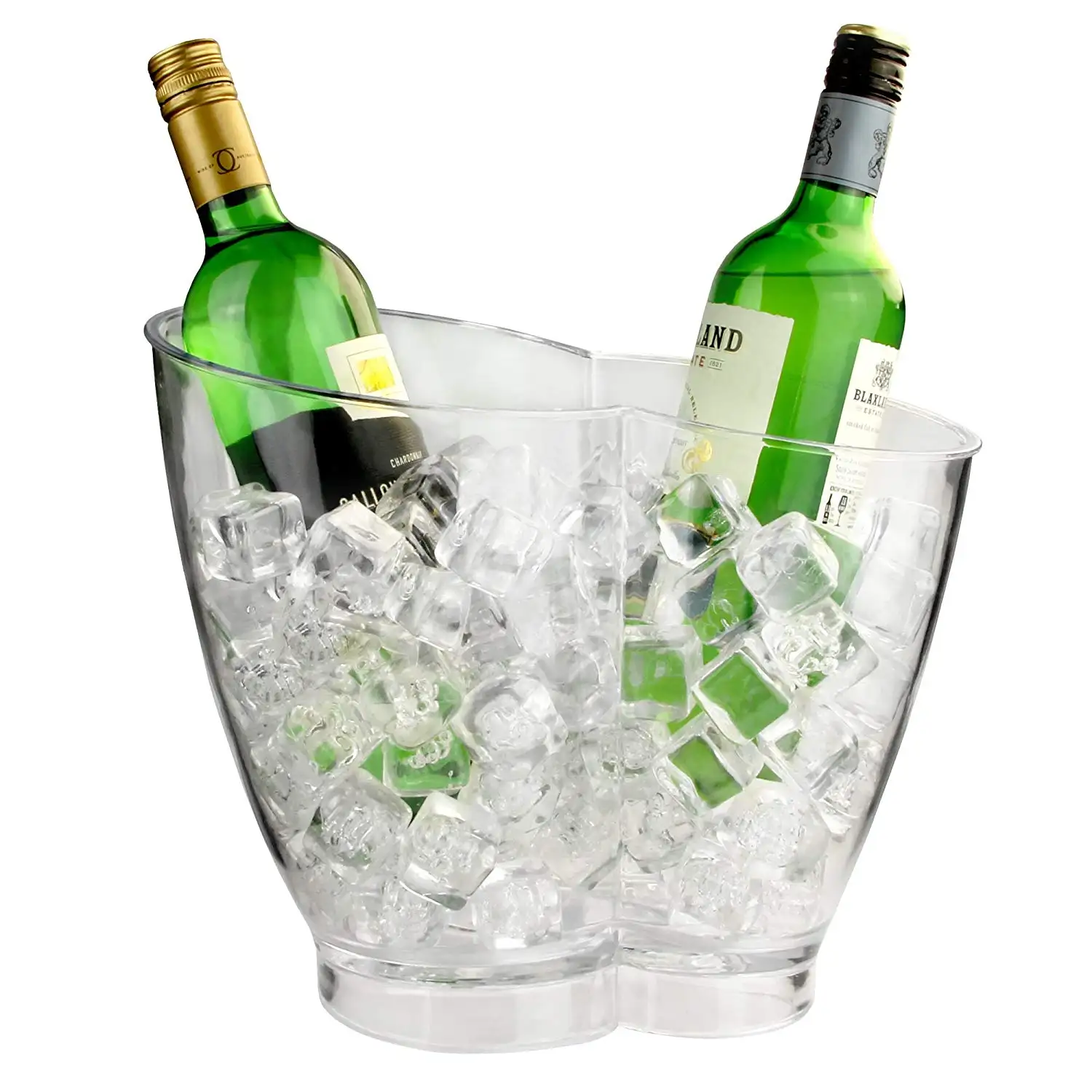 Taşınabilir şeffaf şarap buz kovası 2 şişe akrilik yüksek kaliteli şarap soğutucu
