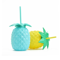 1500ml personnalisé jus 600ml en plastique fruits bulle thé réutilisable en vrac potable ananas forme paille tasses avec paille