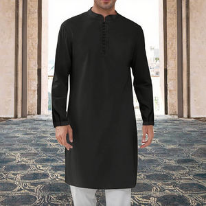 Túnica Kaftan de Algodón Casual de Manga Larga y Transpirable para Hombre, Camisa de Vestir Tradicional Musulmana para Bodas - Product Image 3