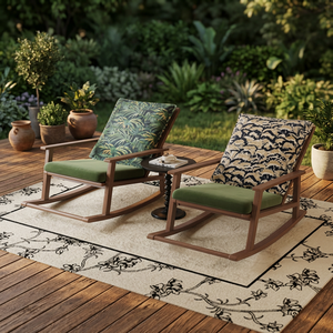 Modern Wooden Rocking Chair With Cushion Solid Back Manual Recliner Living Room Furniture Scandinavian Style - Product Image 3