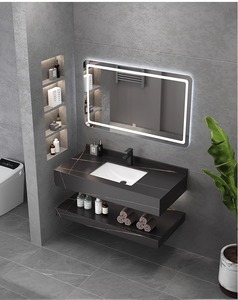Bathroom Vanity Cabinet Ceramic Basin Vanity Mirror Hotel Koricini Natural Oak European Modern <b>Wall</b>-Mounted - Product Image 5