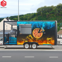 Camion de nourriture gastronomique à pizza avec cuisine complète, marque personnalisée et conception de logo professionnel, chariot mobile