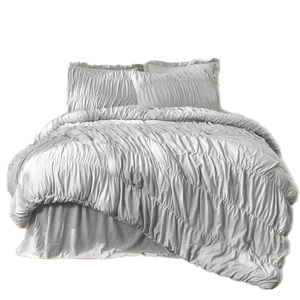 <span class=keywords><strong>Queen</strong></span> Lichtgrijs Effen 100% Polyester 3-delig Dekbedovertrekset - Eenvoudige Stijl 200TC Draadtelling All-Season Beddengoed - Product Image 1