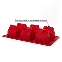Outils de pâtisserie 3D6 moule à gâteau en forme de maison de Noël en silicone à 6 cavités pour la cuisson
