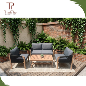 Contemporary Acacia <b>Wood</b> Sofa Set (4pcs) Foldable Eco-friendly Outdoor <b>Garden</b> Villa Hotel Furniture Teak <b>Wood</b> <b>Frame</b> Wholesale - Product Image 4