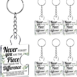 Porte-clés en acrylique et métal transparent personnalisé en forme de puzzle, avec impression de motif étoile motivant, pour remerciement du personnel - Vente en gros - Product Image 2