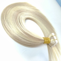 Piano Couleur Bande dans les Extensions de Cheveux 4*0.8cm Russe Remy Double Dessiné Bundles Soie Droite Bleu Meilleure Qualité avec des Prix Pas Cher