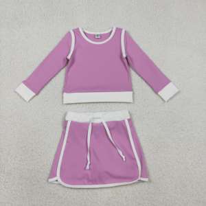 Conjunto de Ropa Infantil RTS Nuevo, Informal, de Color Morado Sólido, Camisa de Manga Larga para Niñas Pequeñas, Falda Pantalón, Shorts, Conjunto de Ropa para Niños - Product Image 3