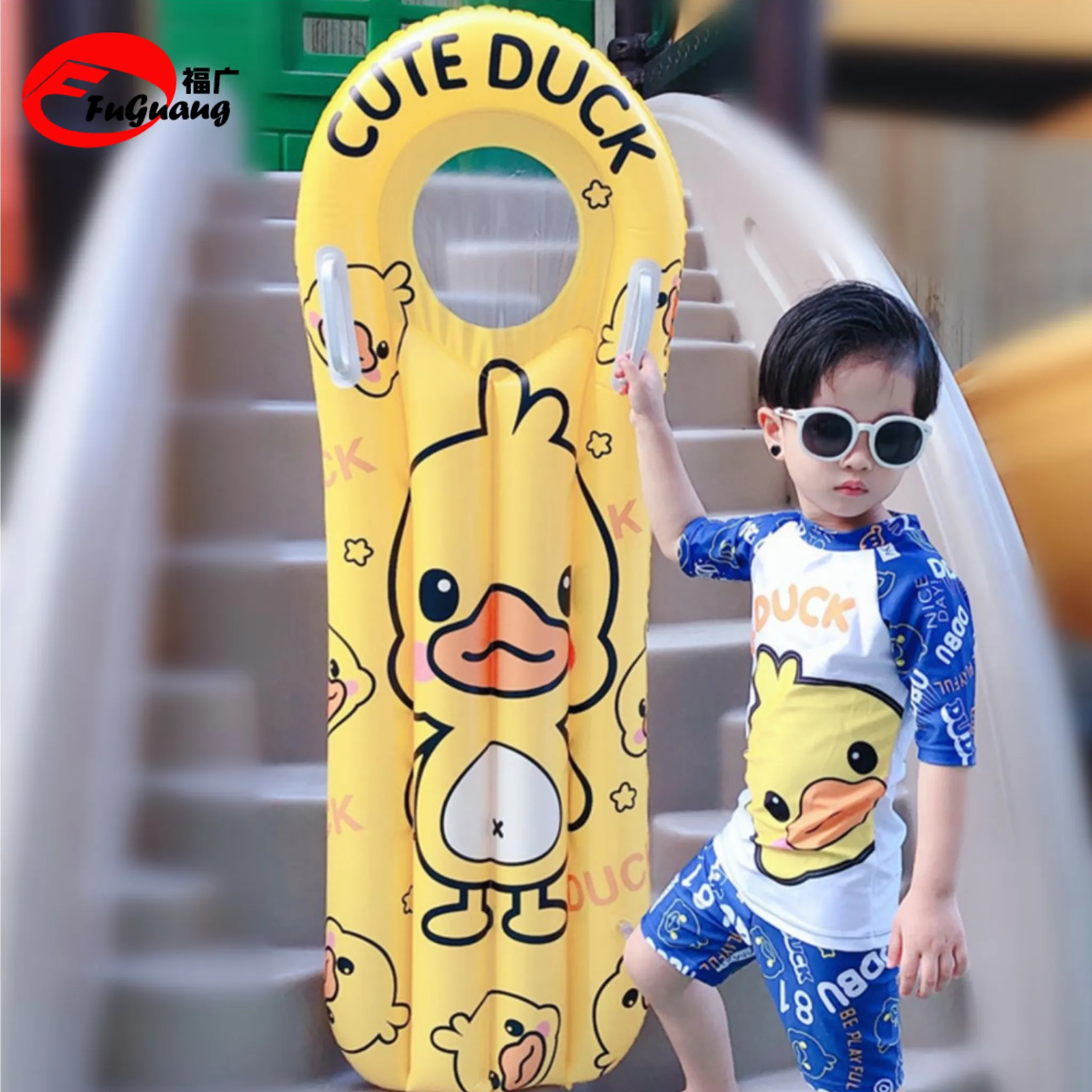 Summer Floating Board Inflatable Surfboard Child Little Duck Floating Drainage Water Splashing Toys Recliner Water Training