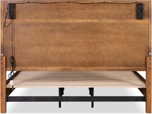 Mid-Century Modern <strong>Beautiful</strong> 1pc Eastern King Size <strong>Bed</strong> Walnut Solid Wood Upholstered <strong>Bed</strong> - Product Image 6