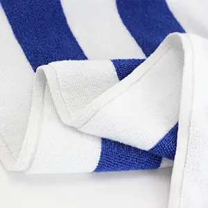 100% cotton terry velour 2 person beach towel, white striped beach towel extra large