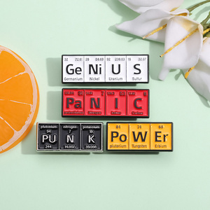 Alfileres de esmalte de elementos químicos personalizados <span class=keywords><strong>PO</strong></span> W ER GE NI U S Punk broches insignias de solapa tema joyería regalo para estudiantes amigos - Product Image 2