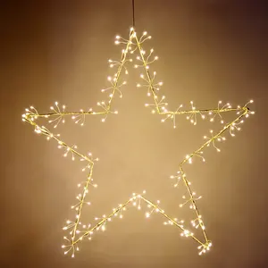 Starburst Star Silhouette Lights萤火虫铜制有线led室内室外悬挂式圣诞灯60厘米金色