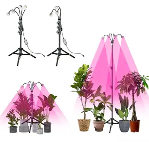 Luz LED regulable de espectro completo para plantas, lámpara de cultivo de cuello de cisne Flexible de 5V con soporte de trípode, 4 modos de interruptor para invernadero, flores vegetales