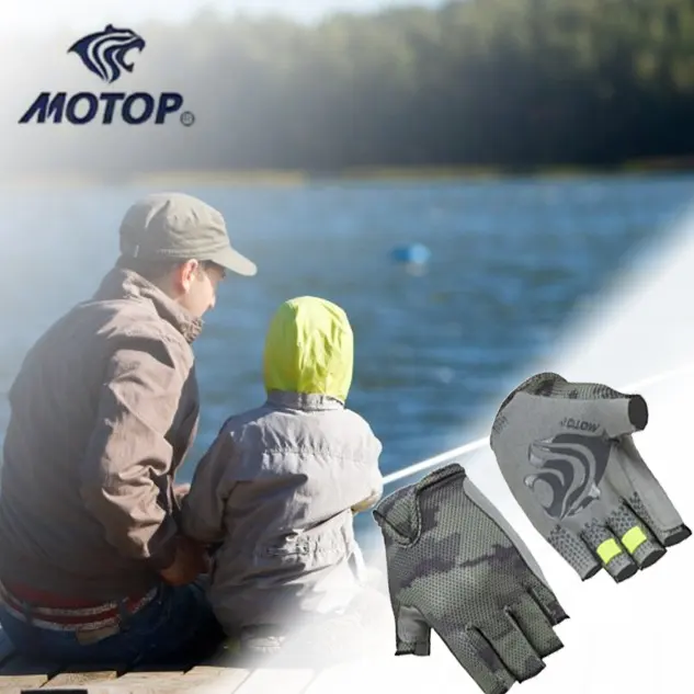 Breathable Half fingers Waterproof UV Protection Sports Anti slip Fishing Glove