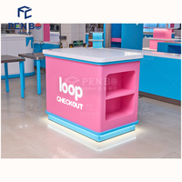 Nuevo mostrador de diseño para tienda de regalos, vitrina de exhibición para minoristas, mostrador de dulces para centro comercial, expositor de madera para dulces.