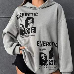 Wholesale Heavyweight Oversized Essentials Cotton French Terry Polyester Puff Print Hoodie Custom Digital Printing Hoodies Women