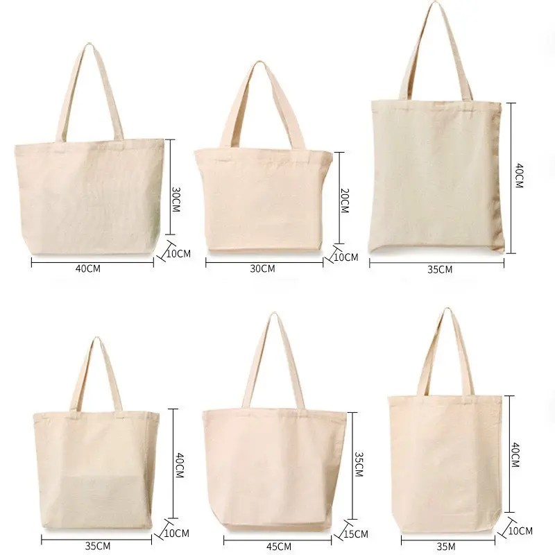 plain blank white custom cotton canvas reusable shopping tote bag