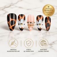 YD9 Kaixin – Faux ongles réutilisables en ABS, vente en gros, faits à la main, motif floral, fournitures pour ongles, forme amande, longueur courte, logo personnalisé