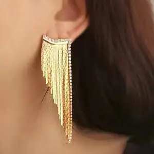 Bijoux de mode Vintage en or de qualité supérieure, glands d'oreille exagérés, grandes boucles d'oreilles pour femmes, boucles d'oreilles en or à longue chaîne, 2023