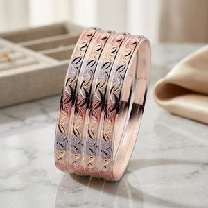 Wholesale 3 Tone Gold Plated <b>Bangles</b>, Trendy Multi Tone <b>Bangles</b> <b>Set</b>, 3 Tone Fashion Jewelry <b>Set</b>, Tri Color Brass Forming <b>Bangles</b> - Product Image 1