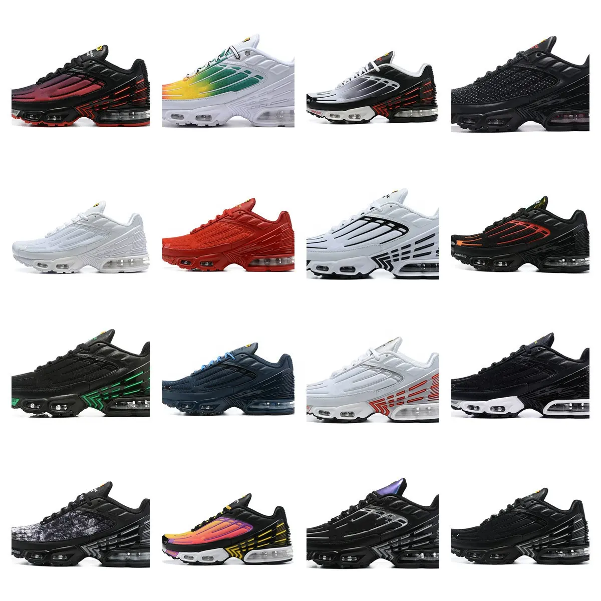 Top Quality Designer Sneaker TN 3 Color Block Air Cushion Running Shoes for Men and Women Shock Absorption Walking Style Shoes