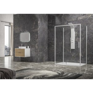Kamalu KLA-4000N Moderna Cabina Doccia Scorrevole con Telaio Bianco a 3 Lati 70x110x70 Vetro Temperato 6mm per Bagno e Doccia - Product Image 3
