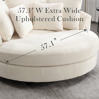 Fauteuil baril surdimensionné de 59,8 po de large avec roulettes, fauteuil d'appoint rond extra large pour salon, en chenille tricotée, beige