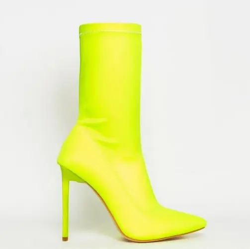 CSB11 mode neon farbe stiefel high heels elastische fluoreszierende lycra stiefeletten