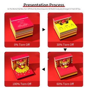 Bloc de Notas de Papel con Diseño de Lingote de Oro con Tema de Feliz Año Nuevo, Escultura <span class=keywords><strong>en</strong></span> Capas Desprendibles 3D del Dios de la Riqueza, con Luz LED - Product Image 5